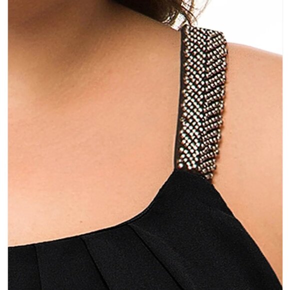 Manner Black Chiffon ta k top  lined with beaded straps - Picture 6 of 7